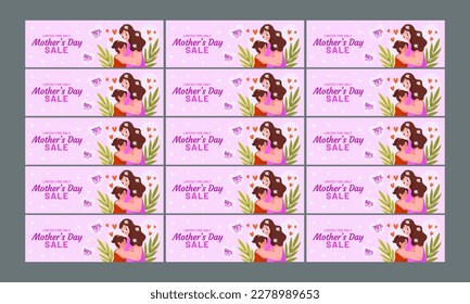 happy mother day big sale vector banner set flat design