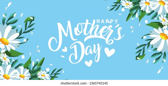 happy mother day card with flowers decoration