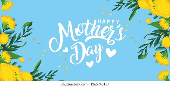 happy mother day card with flowers decoration