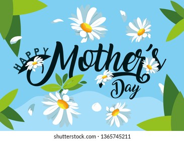 happy mother day card with flowers decoration