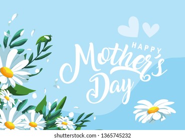 happy mother day card with flowers decoration