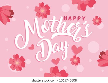 happy mother day card with flowers decoration