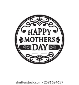 Happy mother day card with modern calligraphy and flowers decoration