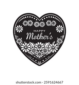 Happy mother day card with modern calligraphy and flowers decoration