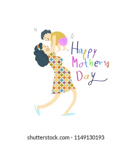 Happy Mother day, Cartoon.