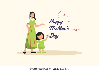  Happy mother day Concept. Colored flat vector illustration isolated