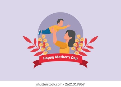  Happy mother day Concept. Colored flat vector illustration isolated