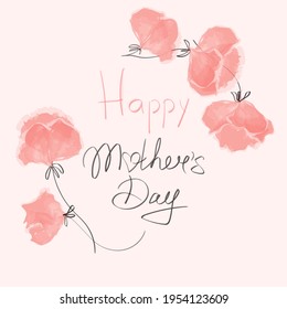 Happy Mother day floral postcard. Spring bouquet vector illustration. 
