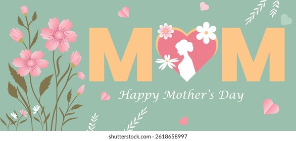 Happy Mother Day flower clipart celebration holiday banner greeting cards vector roses event art