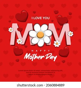 Happy Mother day Greeting card, cartoon illustration