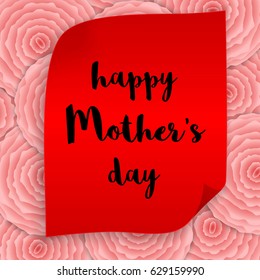 Happy Mother Day greeting card with red rose flowers pattern and calligraphy text. premium luxury background