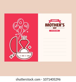 happy mother day, holiday pink flower on blue background. can be use for sale advertisement, backdrop. vector