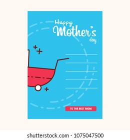 happy mother day, holiday pink flower on blue background. can be use for sale advertisement, backdrop. vector