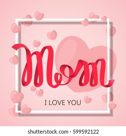 happy mother day, holiday pink flower on blue  background. can be use for sale advertisement, backdrop. vector
