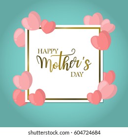 happy mother day, holiday pink flower on blue  background. can be use for sale advertisement, backdrop. vector