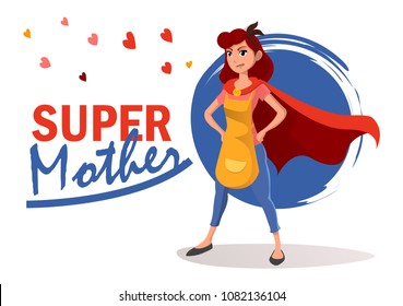 Happy mother day. Housewife character.