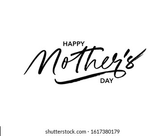 Happy mother day ink pen vector lettering. Parent congratulations handwritten calligraphy. Festive postcard, family holiday greeting card design element. Special occasion celebration phrase