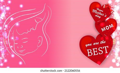 happy mother day, mom you are the best, greeting card template, mother day background.