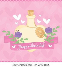 Happy mother day poster with potions Vector illustration