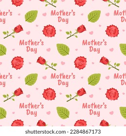 Happy Mother Day Seamless Pattern Design in Element Decoration Template Hand Drawn Cartoon Flat Illustration