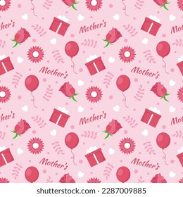 Happy Mother Day Seamless Pattern Design in Element Decoration Template Hand Drawn Cartoon Flat Illustration