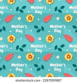 Happy Mother Day Seamless Pattern Design in Element Decoration Template Hand Drawn Cartoon Flat Illustration