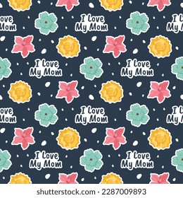 Happy Mother Day Seamless Pattern Design in Element Decoration Template Hand Drawn Cartoon Flat Illustration