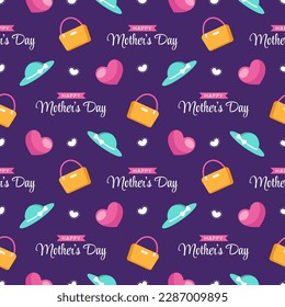 Feliz Día de la Madre Diseño de Patrón sin inconvenientes en plantilla de decoración de elementos mano Dibujo Ilustración plana de caricaturas