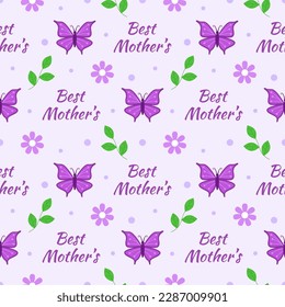 Happy Mother Day Seamless Pattern Design in Element Decoration Template Hand Drawn Cartoon Flat Illustration