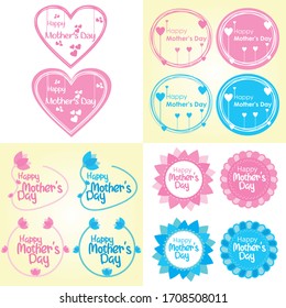 Happy mother day set,pink and blue,  premium vector illustration