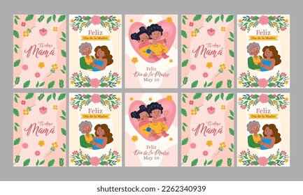 happy mother day social media stories vector illustration design
