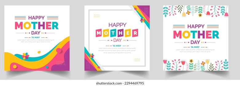 happy mother day social media post banner design or background design template set.