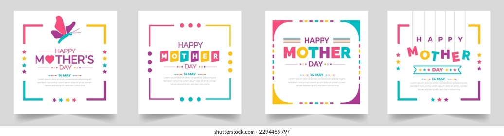 happy mother day social media post banner design or background design template set.