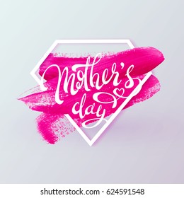 Happy Mother Day, Spring holiday vector background. Super mom, diamond shape, lipstick pink mark texture. Vector illustration