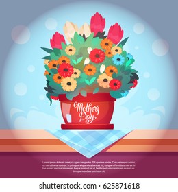 Happy Mother Day, Spring Holiday Greeting Card Banner Flat Vector Illustration