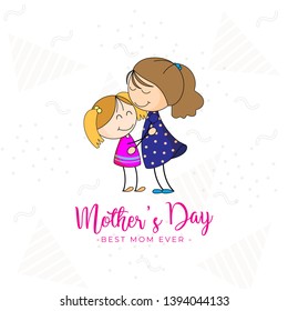 happy Mother Day template - cute mom and girl background