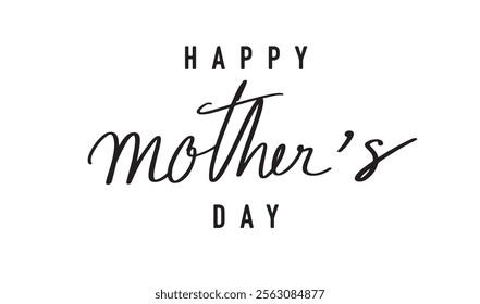 Happy mother day text font calligraphy script hand written black color label design decoration ornament woman day february march month international awareness beautiful mother woman female lady girl