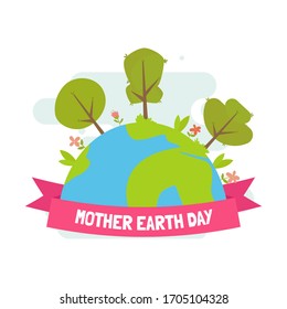 Happy mother earth day card. Earth planet cartoon - Vector illustration