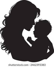 Happy mother with her baby silhouette avatar.