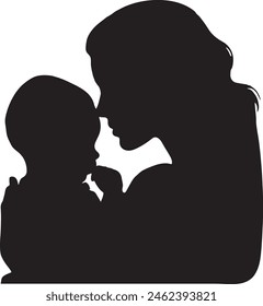 Happy mother with her baby silhouette avatar.