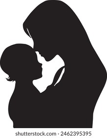 Happy mother with her baby silhouette avatar.