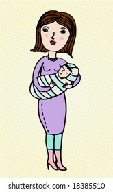 Happy mother with her child in vector