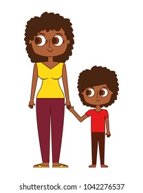 happy mother and her son cartoon