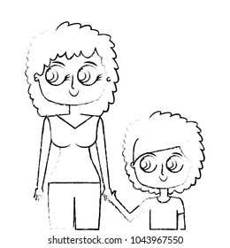 happy mother and her son cartoon