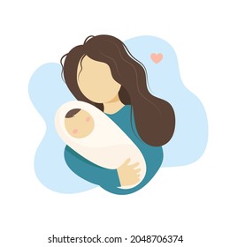 Happy mother holding the baby. Vector illustration