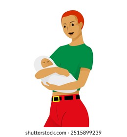 Happy mother holding newborn baby