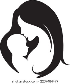 Happy mother holds child. Woman carrying baby. Child Infant Illustration. 