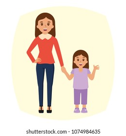 Happy mother with kid vector illustration.