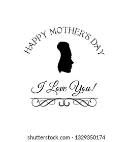 Happy Mother s Day Silhouette of Woman. Vector Illustration isolated on white background