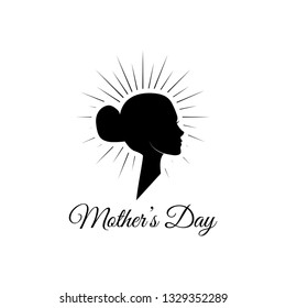 Happy Mother s Day Silhouette of Woman. Vector Illustration isolated on white background